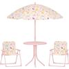 AIYAPLAY Set da Giardino 4 Pezzi per Bambini con Ombrellone 2-5 Anni Rosa