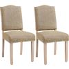 Yaheetech Set 2 Sedie Sala da Pranzo Classiche Imbottite Tessuto Gambe in Legno Sedia Moderne per Cucina Soggiorno Cachi