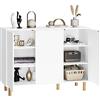 FirFurd Credenza Cucina con 3 Ante, Mobile Cucina in Legno,Mobiletto Multiuso per Buffet,Armadietto con Ripiano Regolabile,per Soggiorno,Cucina,Sala da Pranzo 107x40x80cm(Bianco)