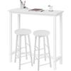 WOLTU Tavolo Alto con 2 Sgabelli, Set Pranzo per Cucina, Sala da Pranzo, Isola da Cucina, Sgabelli Rotondi, Struttura in Metallo, Design Industriale, Bianco