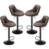 Supfine Sgabello da bar in velluto Set di 4 sgabelli da bancone alto altezza regolabile girevole a 360° schienale poggiapiedi altezza seduta 64,5-80cm (marrone, 4 pezzi, 35 x 37 x 80cm)