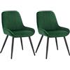 WOLTU Set di 2 Sedie da Pranzo, Sedie Ergonomiche, Poltroncine Imbottite | Schienale Curvo, in Velluto e Metallo, per Salotto, Ufficio, Camera da Letto, Verde Scuro
