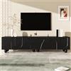 Kelodan Mobile TV nero 180 cm con gambe in legno: un mobile TV minimalista ed elegante con molto spazio, design unico e opzioni di archiviazione flessibili