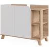 Vicco Mobiletto per lavabo Karen, Sonoma/Bianco, 80 x 65 cm con 2 porte, per una conservazione salvaspazio sotto il lavandino