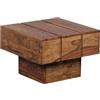WOHNLING Tavolino Cubo 44x44x30 cm Legno Massello di Sheesham Quadrato | tavolino da salotto piccolo in stile country, tavolino da soggiorno massello con venatura, pezzo unico, tavolo in legno basso