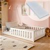 Kids Collective Letto Montessori a terra 120x200 cm, con materasso, protezione anticaduta, rete a doghe, bianco. Letto per bambini e ragazzi. Disponibile in altre misure: 80x160, 90x200, 140x200 cm