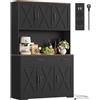 HOCSOK Credenza Cucina, Mobile Dispensa Cucina con Presa Elettrica, 105x180 | Credenza Soggiorno Alto con Ripiani Regolabili, 6 Ante e 2 Cassetti per Microonde, Cucina, Soggiorno, Nero