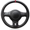 WINVOX Coprivolante Per Golf 6 Per Mk6 Per Polo MK5 2010-2013 Coprivolante Per Auto In Morbida Pelle Nera Cucita A Mano Copertura Volante(Yellow Thread)