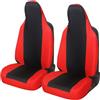 Auto Accessori Lupex Coprisedili Auto Compatibili con Aygo, sedili con poggiatesta integrato, coppia anteriore, fodere protezione sedile, modello universale (Nero - Rosso)