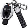 Ysbxitu Guscio chiave con portachiavi adatto per Mercedes-Benz A B C E R S G M V Classe CLA CLS GLA GLC GLE GLK GL GLS SL SLK SLC AMG W204 W176 W245 W246 Accessori auto 3Tasti-A Argento