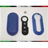 Car Passion TOPBEST Cover Chiave Guscio + Tasti TASTINI in Gomma + Gancio Portachiavi Compatibile con Fiat 500 Grande Punto Evo Bravo Panda 500L LANCIA Y YPSILON MUSA Delta SCOCCA Blu + Video Tutorial Montaggio