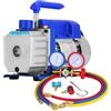 ZHIMAI Pompa per Vuoto Aria Condizionata 1.8CFM 1/4hp Pompa per Vuoto Frigorista con Un Misuratore Collettore 1440 RPM Anti-Reflusso Olio per Condizionatore Auto Automobile Riflettore