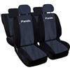 Lupex Shop Copri-sedili Auto Compatibili Panda Seconda Serie (mod.169) Versione 60e40 | Jeans Blu Nero | Set Copri-Sedile Anteriori e Posteriori | Logo Ricamato | Airbag Compatibile | Accessori Auto