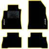 QUEMAR Tappetini Auto compatibili con Nissan Juke I 2010-2019 / Kit Tappeti Moquette e Gomma su Misura (Set 2 Anteriori + 2 Posteriori) / Ricami e Colori Personalizzati (Bordo Giallo, 2 Ricami)