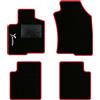 QUEMAR Tappetini Auto per Lancia Ypsilon 5 porte, Bordo Rosso, 1 Ricamo | dal 2011 / anche Hybrid / Kit Tappeti Moquette e Gomma su Misura / Set 2 Anteriori + 2 Post. / Ricami e Colori Personalizzati