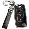 ontto TPU Car key fob cover Fit for Jeep Renegade for Dodge Compass Cherokee per Fiat 500X Flip chiave caso Smart Key Shell Holder borsa portachiavi accessori protettivi 4 pulsanti Nero B