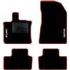 QUEMAR Tappetini Auto compatibili con Renault Captur II dal 2020 anche E-Tech Plug-in Hybrid/Kit Tappeti Moquette e Gomma su Misura (Set 4pz)/ Ricami e Colori Personalizz. (Bordo Rosso, 2 Ricami)