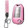 MEDZUK Custodia per Chiave Compatibile con Peugeot 208 II e-208 2020-2024 2025 Cover Chiave Auto, Guscio Chiave TPU Protezione con Portachiavi Accessori (Rosa)