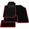 Generico Tappetini compatibili con Peugeot 206 1998-2013 2 clips, bordo rosso, kit tappetini auto personalizzati, set tappeti in velluto, tappeto auto