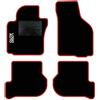 QUEMAR Tappetini Auto compatibili con Golf V e VI 2003-2012 / Kit Tappeti in Moquette e Gomma su Misura (Set 2 Anteriori + 2 Posteriori) / Ricami e Colori Personalizzati (Bordo Rosso, 1 Ricamo)