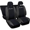 Lupex Shop Coprisedili auto compatibili con Punto, tessuto poliestere, set sedili completi anteriori e posteriori (Nero - Grigio Scuro)