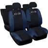 Auto Accessori Lupex Copri-sedili Auto Compatibili C3 | Made In Italy | Set Coprisedili Anteriori Posteriori e Bracciolo | Logo Ricamato | Airbag Compatibile | Interni (Nero/Blu Scuro)
