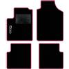 QUEMAR Tappetini Auto compatibili con 500 dal 2007 anche Hybrid/Kit Tappeti in Moquette e Gomma su Misura (Set 2 Anteriori + 2 Posteriori)/ Ricami e Colori Personalizzati (Bordo Rosa, 1 Ricamo)