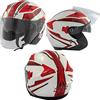 A-Pro Moto Casco Jet Scooter Visiera Doppia ECE 22-06 Certificato Bianco Rosso XL