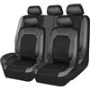 ForGue Pelle Set Coprisedili Protezioni per Mercedes Benz Classe C C180 W204/C220 W204 Panno Rete Confortevole Traspirante Pelle Completo Interno Accessori, Black And Grey