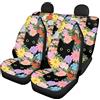 Belidome Set completo di coprisedili per auto per animali con motivo floreale colorato e gatti, universale, estensibile, accessori per sedili anteriori e posteriori