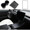 TOPABYTE 3PCS Accessori Console Centrale per Tesla Model 3 Highland 2024 Inserto Portabicchieri, Cornice Protettiva per Bordi Dello Schermo, Tappetino per Caricabatterie Wireless in Silicone, Nero