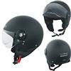 A-Pro Scooter Moto Casco Jet Omologato ECE 22-06 Visiera Avio Nero Opaco S