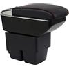 OYHCM Bracciolo Centrale per Ford Fiesta MK7 2009-2017, Doppio Scomparto, Pelle Nera, Facile da Installare, Accessorio Auto Personalizzato