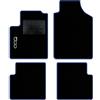 QUEMAR Tappetini Auto compatibili con 500 dal 2007 anche Hybrid/Kit Tappeti in Moquette e Gomma su Misura (Set 2 Anteriori + 2 Posteriori)/ Ricami e Colori Personalizzati (Bordo Blu, 1 Ricamo)