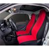 Rebeca Shop® Coprisedili Anteriori compatibili per Smart fortwo, prima, seconda e terza serie, W450 W451 W453, Set di 2 foderine banda centrale colorata (Rosso/Nero, Smart Fortwo)