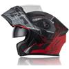 Oubaiya Casco per motociclette a viso pieno, coperchio ribaltabile, casco modulare per motociclette con doppi parasole, per uomini e donne adulti approvato dalla ECE (Rosso (rosa), XL)