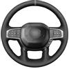 PEYNIR Coprivolante per auto in pelle nera cucito a mano, per Dodge RAM 1500 2019-2023 Coprivolanti traspiranti fai-da-te