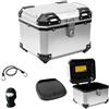 farbrothersonline COMPATIBILE CON SYM ADX 125 BAULETTO VALIGIA BAULE 38 LT COLORE ALLUMINIO+PIASTRA PER PORTAPACCHI MOTO-SCOOTER 2 CASCHI DEMIJET O 1 MODULARE-INTEGRALE UNIVERSALE