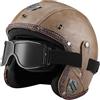 EBAYIN Casco vintage retrò Scooter Casco jet ciclomotore Casco mezzo casco in pelle 3/4 con visiera Casco aperto per uomo e donna Certificazione DOT ECE,F-XXL(63~64cm)