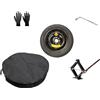 D'ANGELO 1988 Kit Ruotino di Scorta 15 compatibile con Leapmotor T03 con Cric, Chiave, Guanti e Sacca 125/70R15