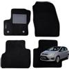 W-Parts Serie 4 TAPPETI - TAPPETINI in Moquette Neri per Ford C-Max II dal 2010 al 2015 con agganci tondi, battitacco e Striscia Antiscivolo