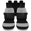 Susy Shop Set Coprisedili Compatibili Per Nuova 600, Design Sportivo,Set Fodere Auto Completo Anteriore e Posteriore Con Logo Ricamato MADE IN ITALY (Grigio Chiaro/Nero, Con Logo)