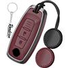 Rondrive Custodia per chiave auto, cover compatibile con Nissan X-Trail T32 T33 Qashqai J12 e-Power Ariya 2024-2026 lega di zinco + custodia portachiavi tipo A rosso