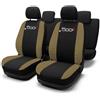 Lupex Shop Copri-sedili Auto Compatibili 500L Nero Beige | Set Copri-Sedile Anteriori e Posteriori | Logo Ricamato | Airbag Compatibile | Accessori Auto Interno
