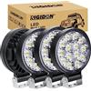 RIGIDON 4x mini faro da lavoro led 3.2 pollici 42W rotondo spot luci a led | fari di profondità, barra fuoristrada, per auto trattore escavatore camion SUV ATV 4x4 barca, 12V 24V, 6000K, impermeabile