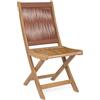 Bizzotto Sedia Pieghevole Legno Acacia da Esterno con Corda Intrecciata Corallo 42x61x90