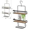 Brand Srl Mensola Rettangolare Haiti Acciaio Nero e Ripiani Bambu Gancio Doccia 26x10x55 c