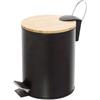 Brand Srl Pattumiera Haiti 3l Acciaio Nero Opaco e BambÙ 17x17x22.50h cm