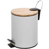 Brand Srl Pattumiera Haiti 3l Acciaio Bianco Opaco e BambÙ 17x17x22.50h cm