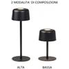 Zafferano Lampada da Tavolo Ricaricabile Nera 2w 2700k 144lm Ip44 1+1 Zafferano Ailati